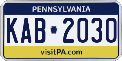 PA license plate KAB2030