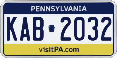 PA license plate KAB2032