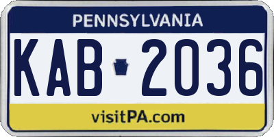 PA license plate KAB2036