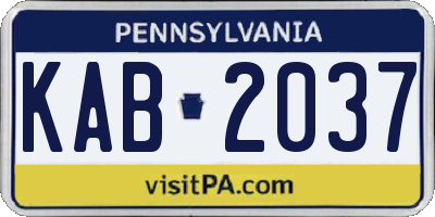 PA license plate KAB2037