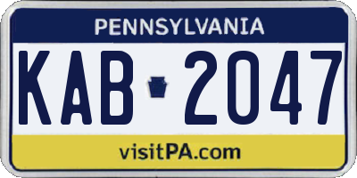 PA license plate KAB2047