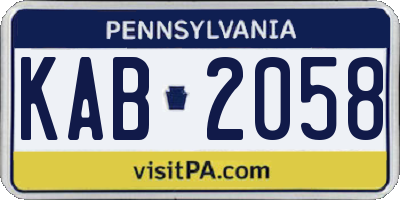 PA license plate KAB2058