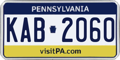 PA license plate KAB2060