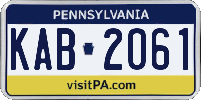 PA license plate KAB2061