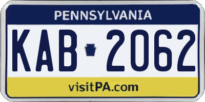 PA license plate KAB2062