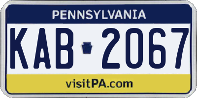 PA license plate KAB2067
