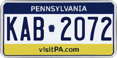 PA license plate KAB2072