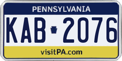 PA license plate KAB2076