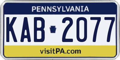 PA license plate KAB2077