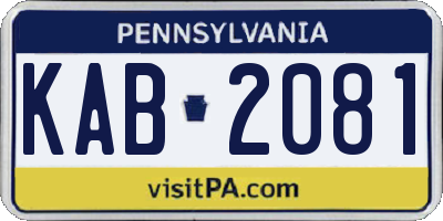 PA license plate KAB2081