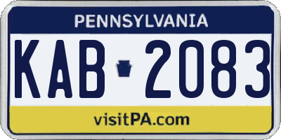 PA license plate KAB2083