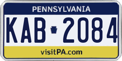 PA license plate KAB2084