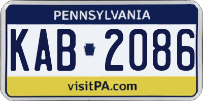 PA license plate KAB2086