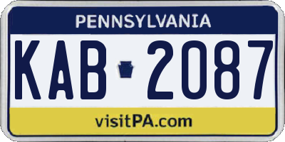PA license plate KAB2087