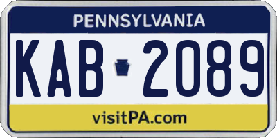 PA license plate KAB2089