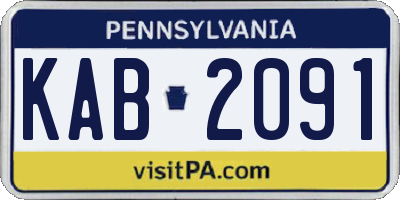 PA license plate KAB2091