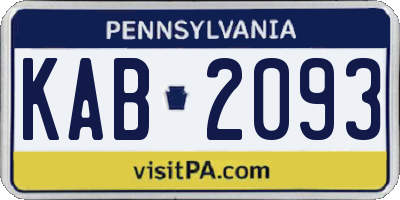 PA license plate KAB2093