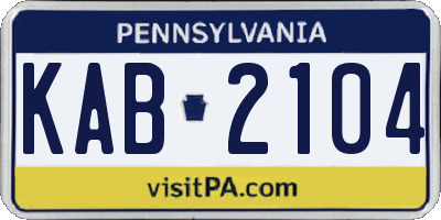 PA license plate KAB2104