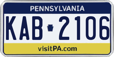 PA license plate KAB2106