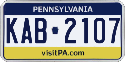 PA license plate KAB2107