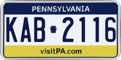 PA license plate KAB2116