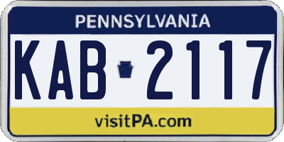 PA license plate KAB2117