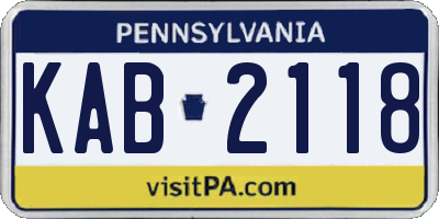 PA license plate KAB2118