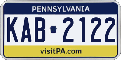 PA license plate KAB2122