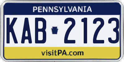 PA license plate KAB2123