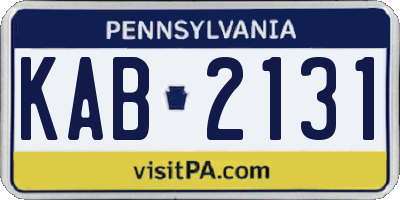 PA license plate KAB2131