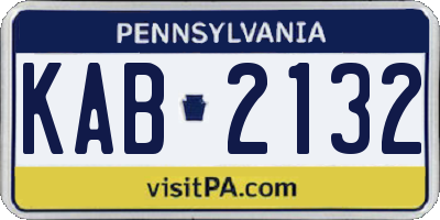 PA license plate KAB2132