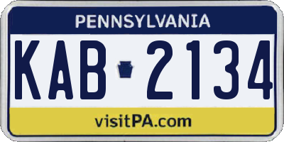 PA license plate KAB2134