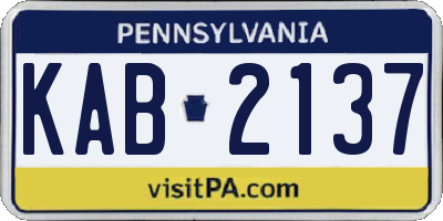 PA license plate KAB2137