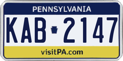 PA license plate KAB2147