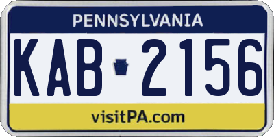 PA license plate KAB2156