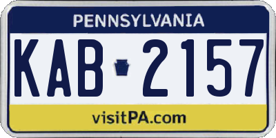 PA license plate KAB2157