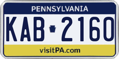 PA license plate KAB2160