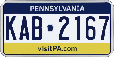 PA license plate KAB2167