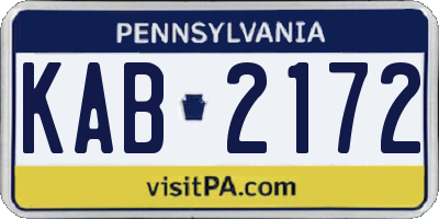 PA license plate KAB2172