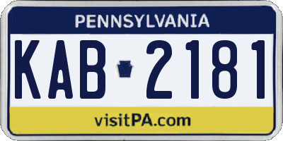 PA license plate KAB2181