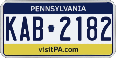 PA license plate KAB2182