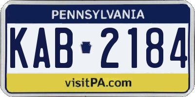 PA license plate KAB2184