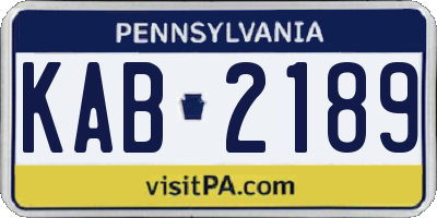 PA license plate KAB2189