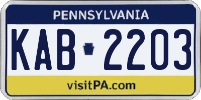 PA license plate KAB2203