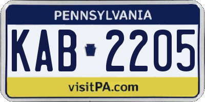 PA license plate KAB2205