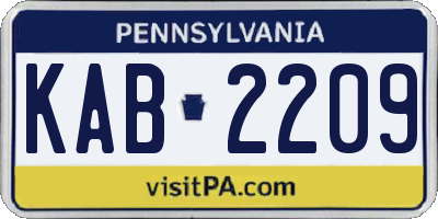 PA license plate KAB2209