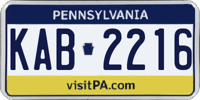PA license plate KAB2216