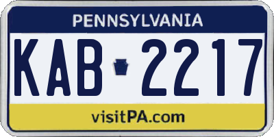 PA license plate KAB2217