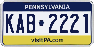 PA license plate KAB2221