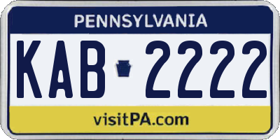 PA license plate KAB2222